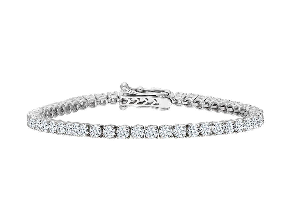 Bracelet tennis en or blanc 14 carats avec diamants de 5,20 carats
