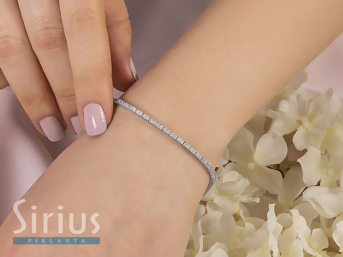 1,05 Carat Diamant Tennis Armband in 14 Karat Weissgold - handgefertigter Diamantschmuck aus Feingold | Sirius Diamant