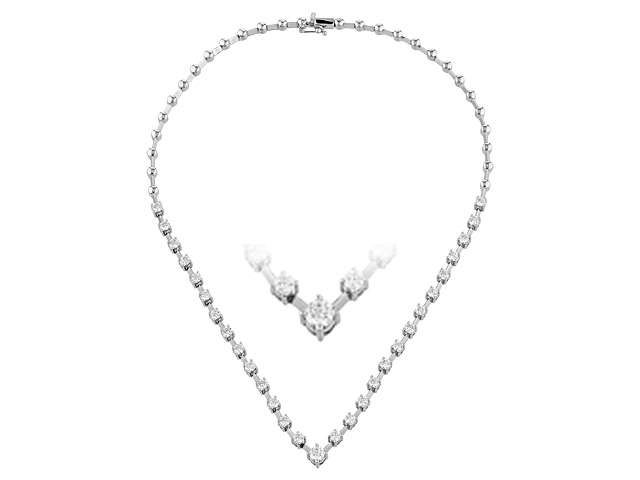 4,04 Karat Diamant Tennis Kollier in 14 Karat Weissgold - handgefertigter Diamantschmuck aus Feingold | Sirius Diamant