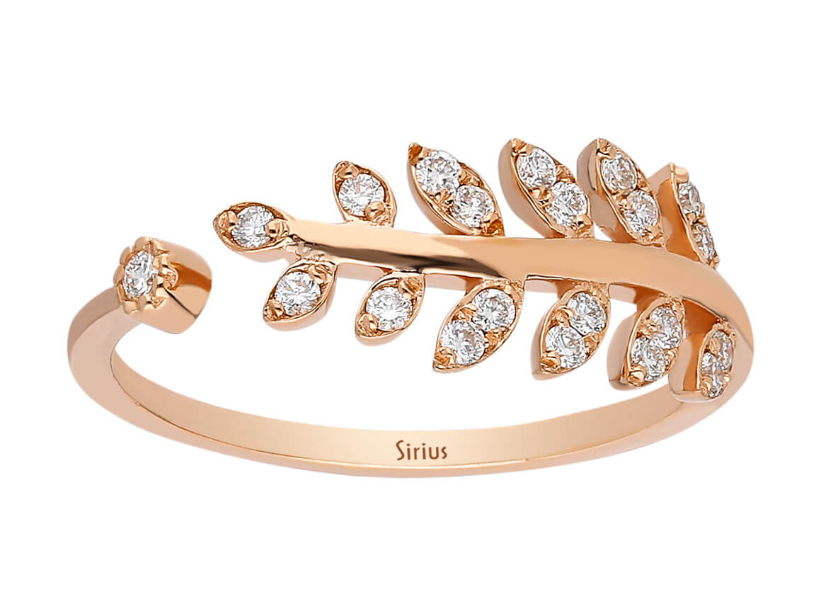 Diamant Akanthus Ring - handgefertigter Diamantschmuck aus Feingold | Sirius Diamant