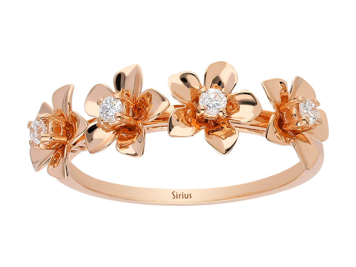 Diamant Gardenia Ring - handgefertigter Diamantschmuck aus Feingold | Sirius Diamant