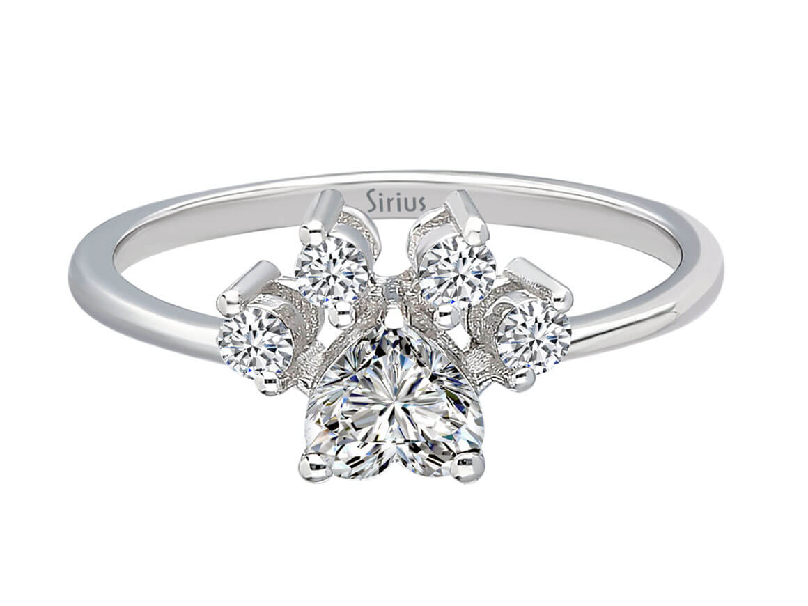 Diamond cat paw ring in 14K gold