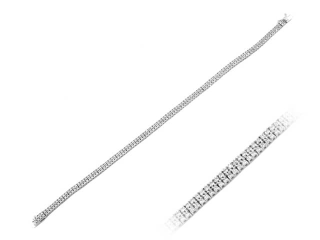 2,00 Karat Zweireihe Diamant Tennis Armband in 14 K Weißgold - handgefertigter Diamantschmuck aus Feingold | Sirius Diamant