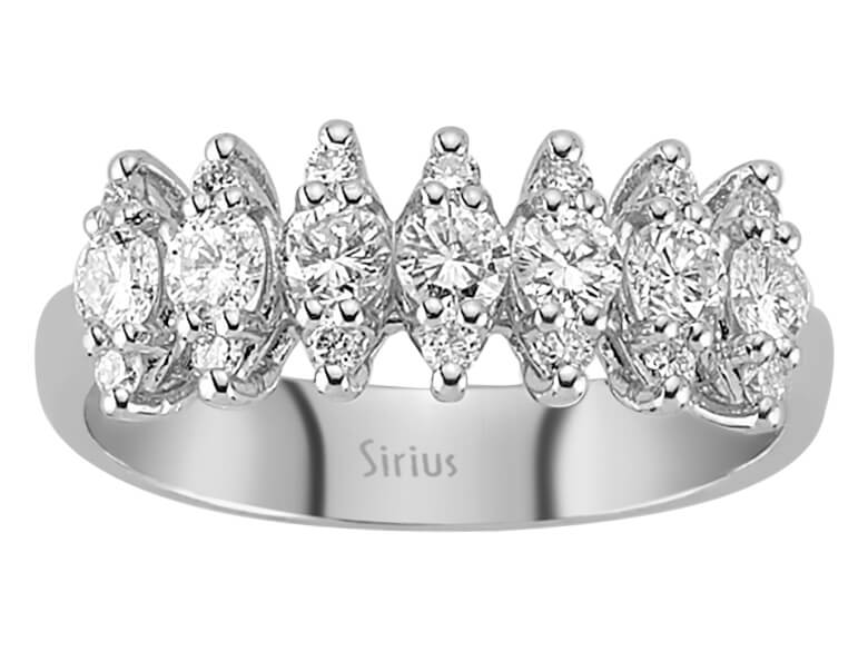 Marquise Schliff Diamant Effekt Allianz in 585er 14 K Weißgold - handgefertigter Diamantschmuck aus Feingold | Sirius Diamant