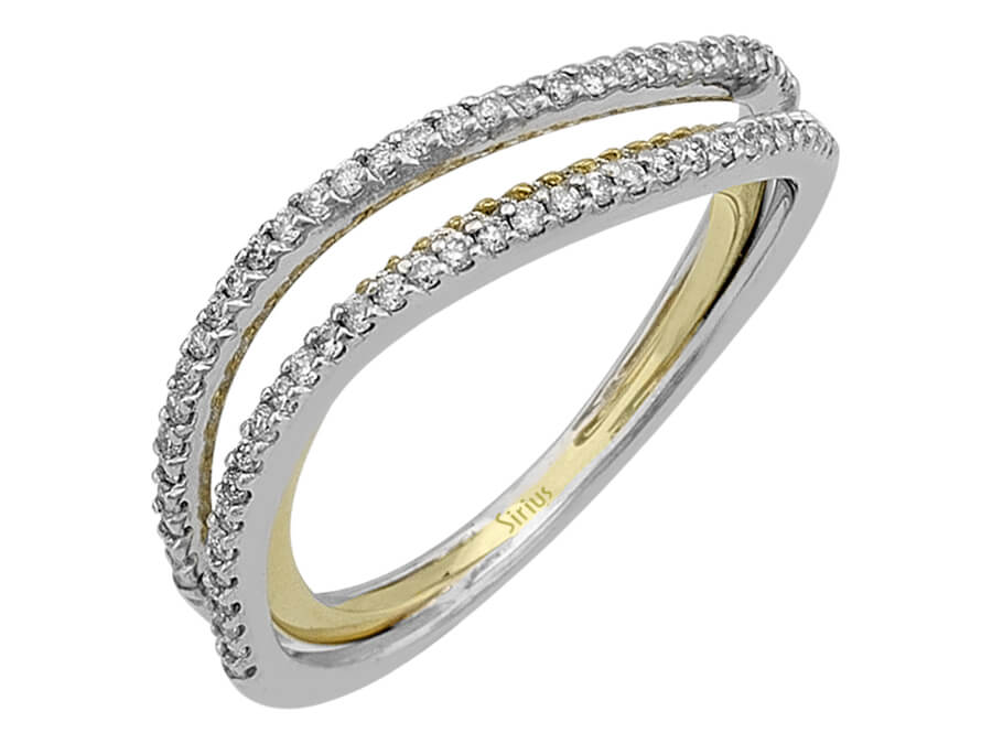0.51 carat three-row diamond alliance in 14 K yellow and white gold