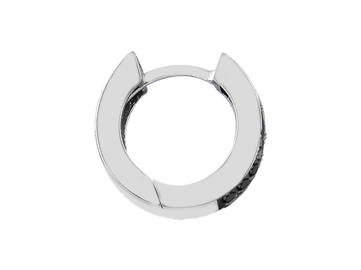 Boucles d'oreilles créoles pour homme en or blanc 585 14 carats avec diamant noir total de 0,27 carat
