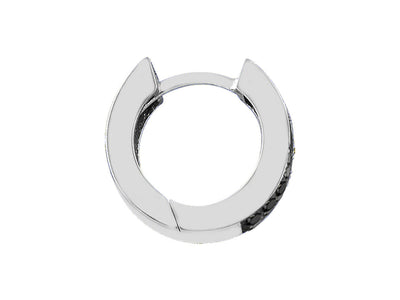 Boucles d'oreilles créoles pour homme en or blanc 585 14 carats avec diamant noir total de 0,27 carat