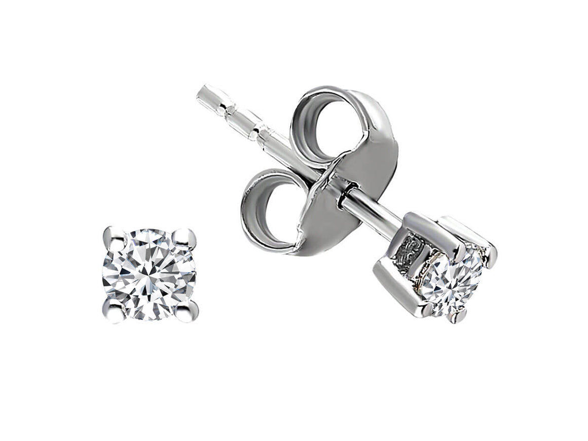 0.40 carat diamond solitaire stud earrings in 14 carat white gold