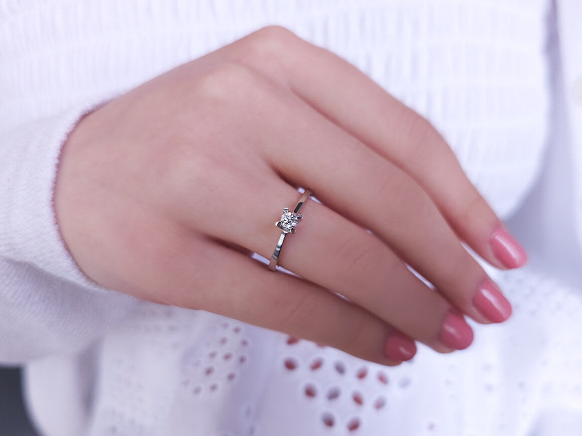 E Color 0.14 Carat Diamond Solitaire Ring