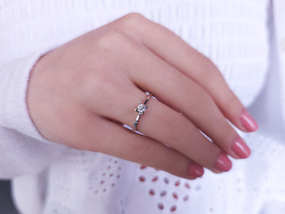 E Color 0.14 Carat Diamond Solitaire Ring