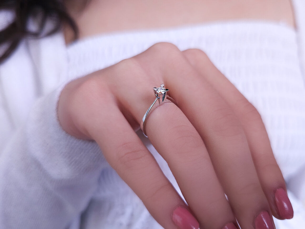 E Color 0.16 Carat Diamond Solitaire Ring