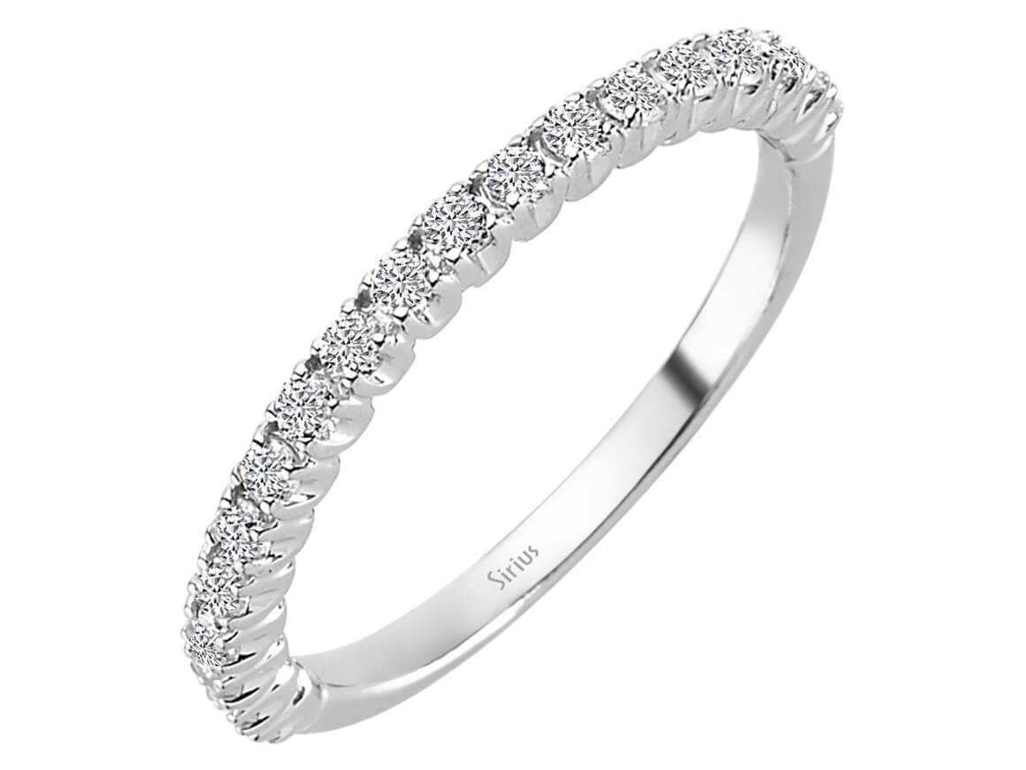 Alliance demi-ronde en or blanc 18 carats avec diamants de 0,32 carat