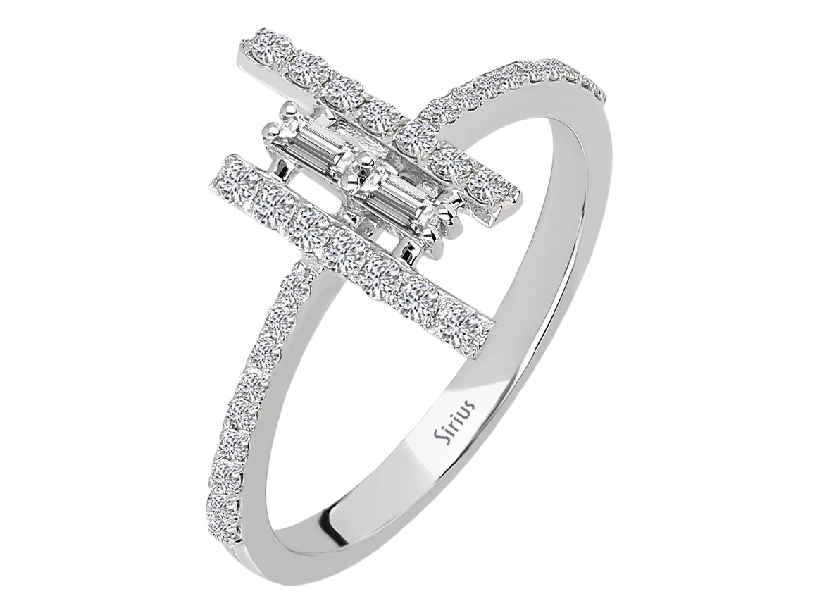E Farbe 0,33 Carat Baguette Diamant Ring - handgefertigter Diamantschmuck aus Feingold | Sirius Diamant