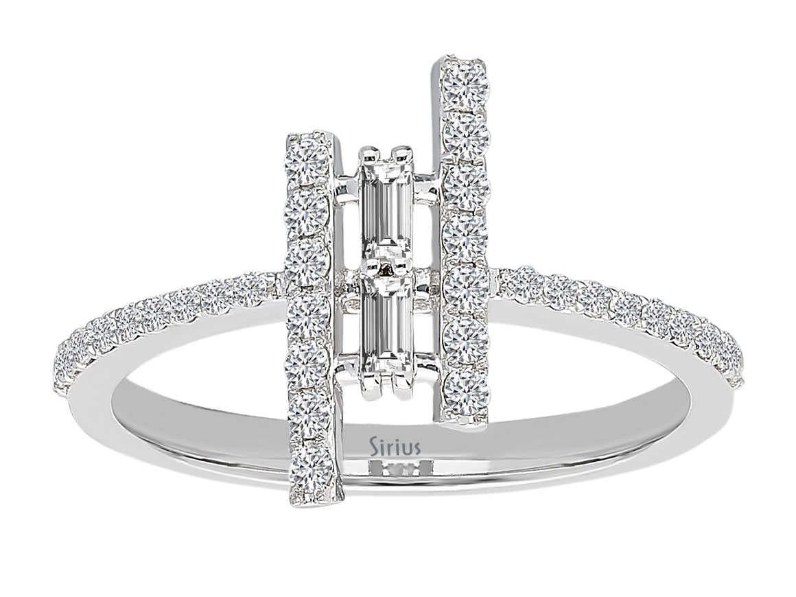 E Farbe 0,33 Carat Baguette Diamant Ring - handgefertigter Diamantschmuck aus Feingold | Sirius Diamant