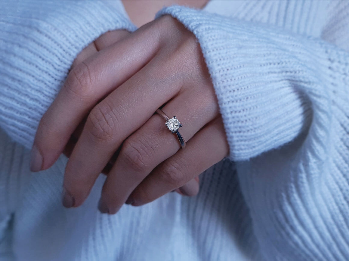 Bague solitaire en diamant de 0,41 carat