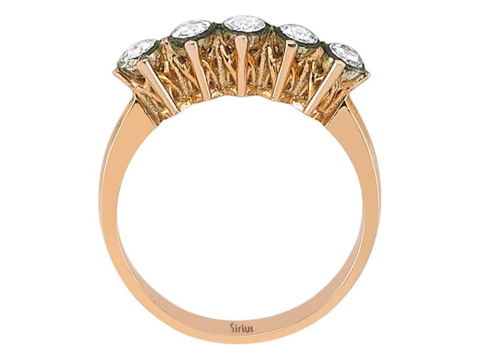 0,27 Karat Diamant-Fünfstein-Ring - handgefertigter Diamantschmuck aus Feingold | Sirius Diamant