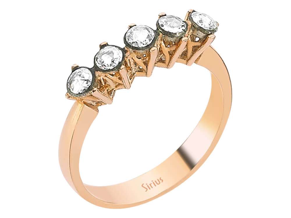 0,27 Karat Diamant-Fünfstein-Ring - handgefertigter Diamantschmuck aus Feingold | Sirius Diamant