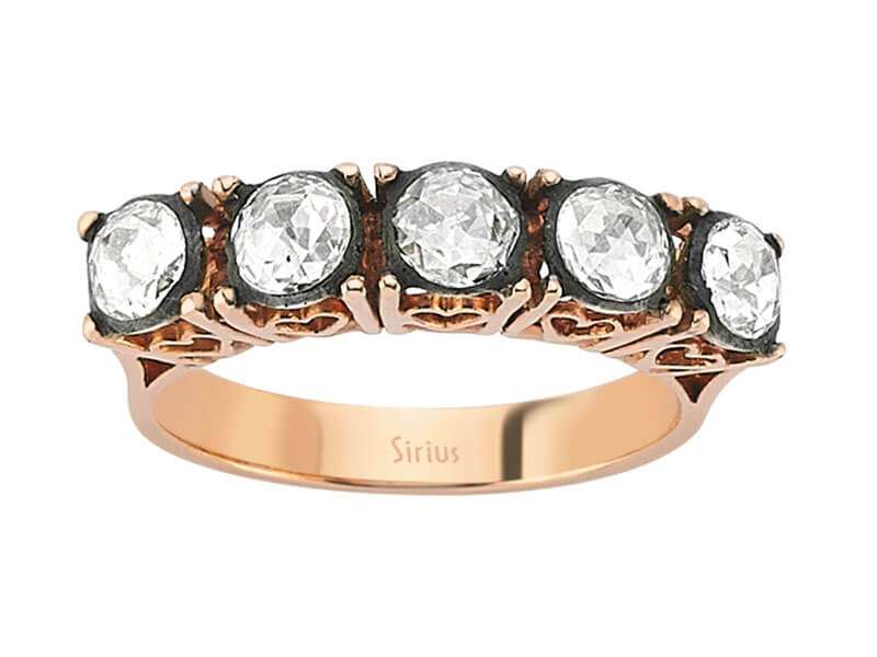 0,91 Karat Diamant-Fünfstein-Ring - handgefertigter Diamantschmuck aus Feingold | Sirius Diamant