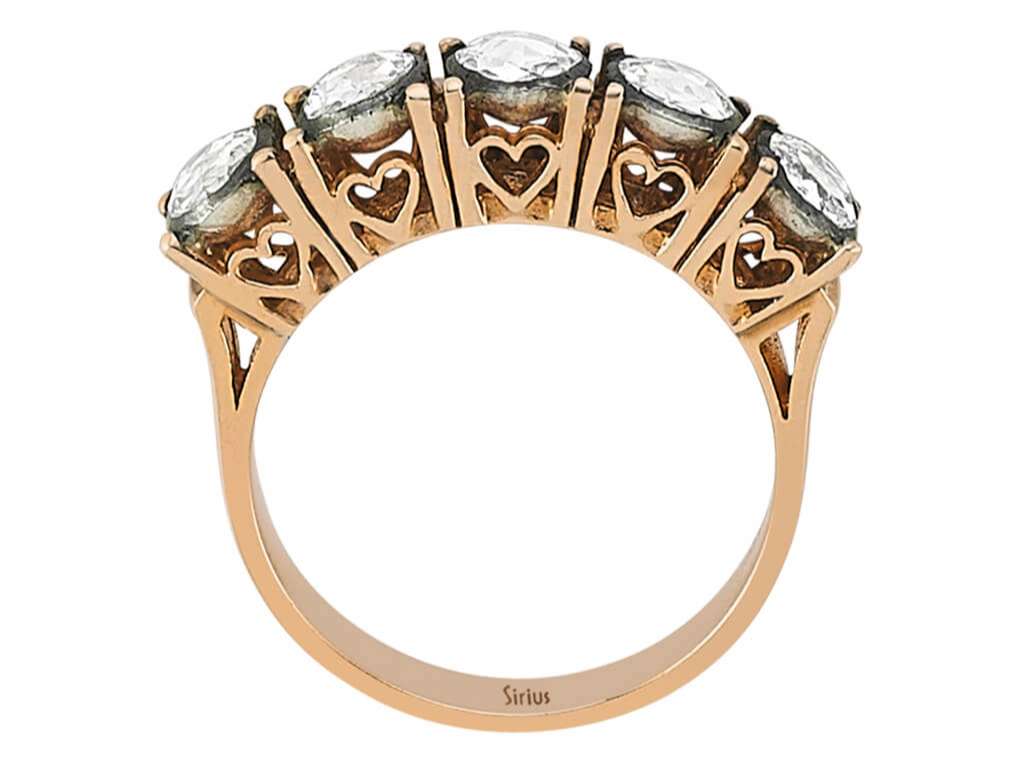 0,91 Karat Diamant-Fünfstein-Ring - handgefertigter Diamantschmuck aus Feingold | Sirius Diamant