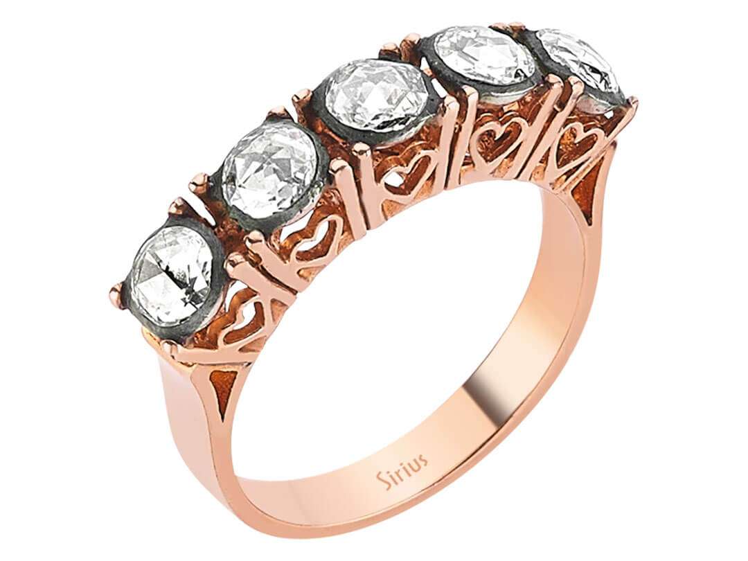 0,91 Karat Diamant-Fünfstein-Ring - handgefertigter Diamantschmuck aus Feingold | Sirius Diamant