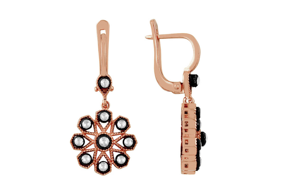Diamant-Blumen-Ohrringe - handgefertigter Diamantschmuck aus Feingold | Sirius Diamant