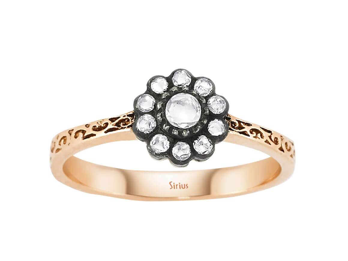 Diamant-Blumenring - handgefertigter Diamantschmuck aus Feingold | Sirius Diamant