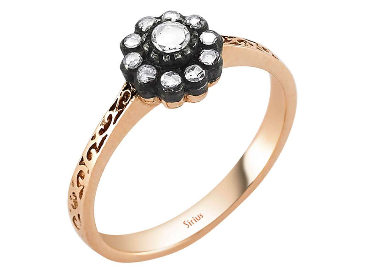 Diamant-Blumenring - handgefertigter Diamantschmuck aus Feingold | Sirius Diamant