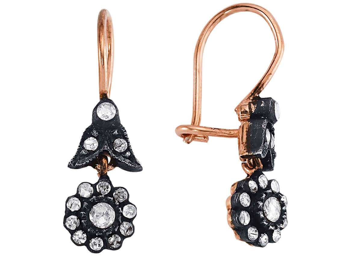 Diamond rose earrings