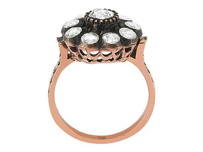 approx. 1 carat rose motif rose-cut diamond ring in 8 carat red gold