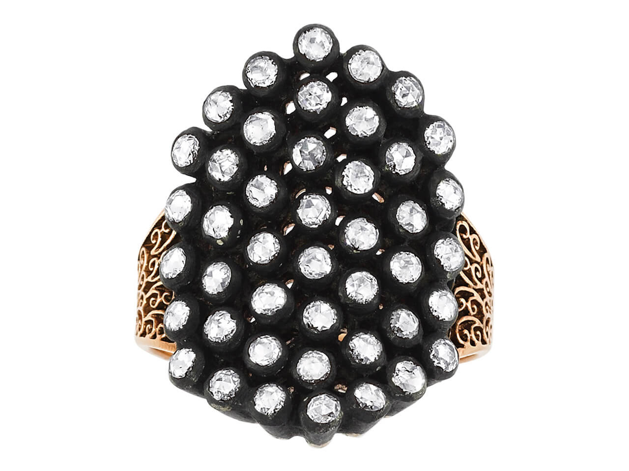 Diamond ring with honeycomb pattern