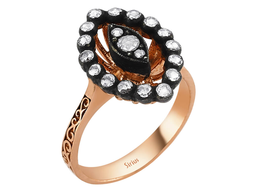 Diamant-Augenring - handgefertigter Diamantschmuck aus Feingold | Sirius Diamant