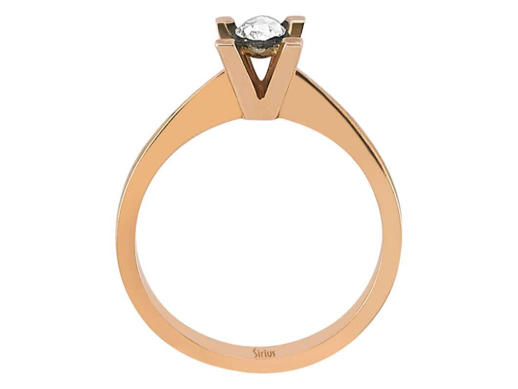 Solitaire diamond rose-cut diamond ring in 8 carat red gold