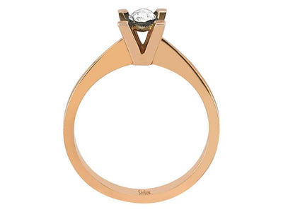 Solitaire diamond rose-cut diamond ring in 8 carat red gold