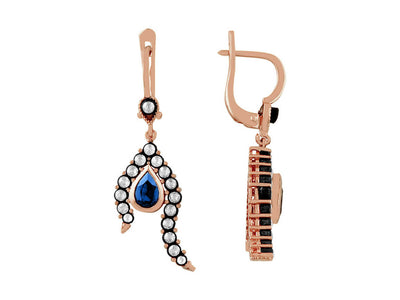 Diamond and pear-shaped sapphire earrings
