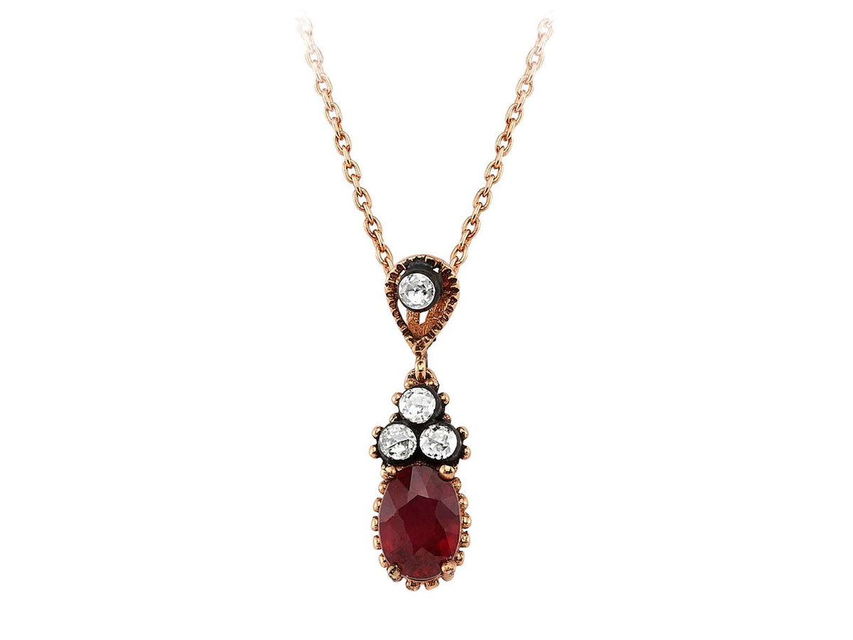 Halskette mit Diamanten und ovalen Rubinen - handgefertigter Diamantschmuck aus Feingold | Sirius Diamant