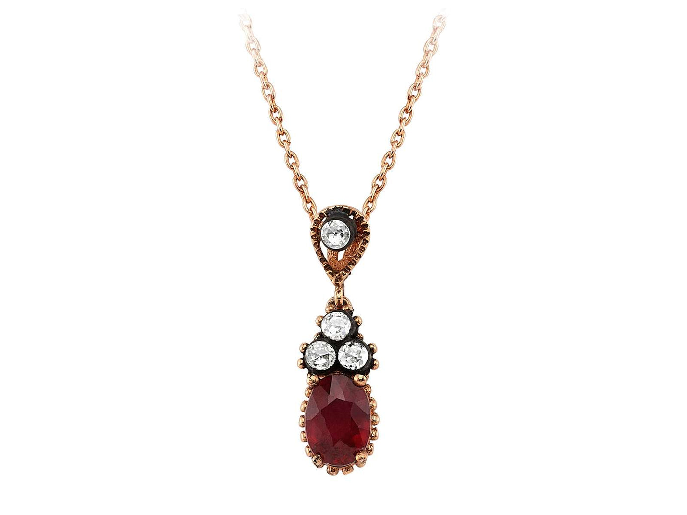 Necklace with diamonds and oval rubies