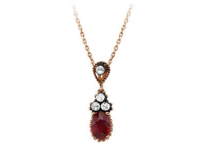 Necklace with diamonds and oval rubies