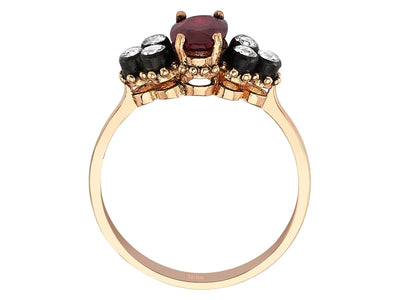Ring with diamonds and oval rubies