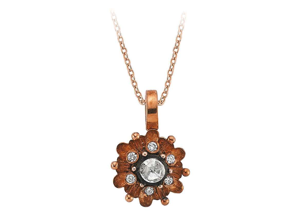 Halskette mit Diamanten und Edelsteinen - handgefertigter Diamantschmuck aus Feingold | Sirius Diamant
