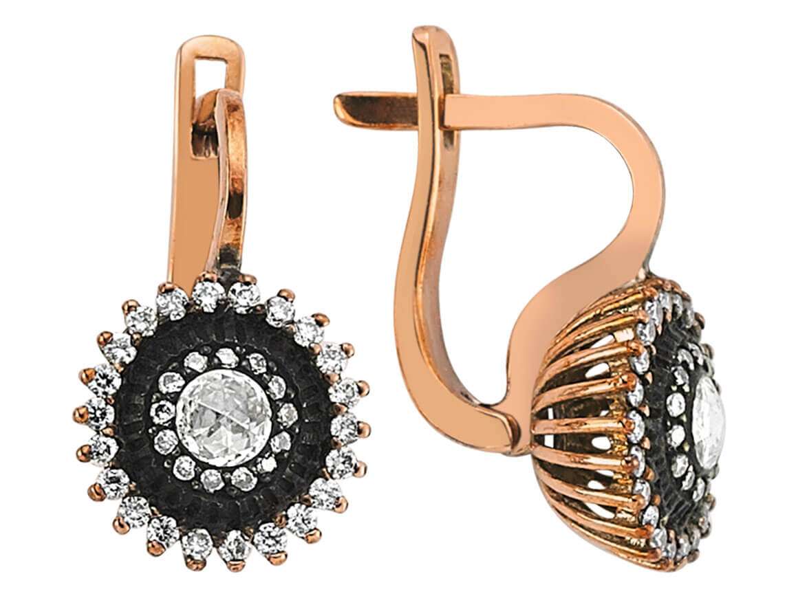 Earrings with diamonds and diamond stones