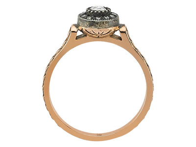 Rose-cut diamond ring in 8-carat red gold