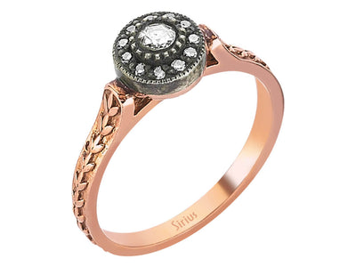 Rose-cut diamond ring in 8-carat red gold