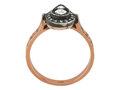 Rose-cut brilliant-cut diamond ring in 8-carat red gold