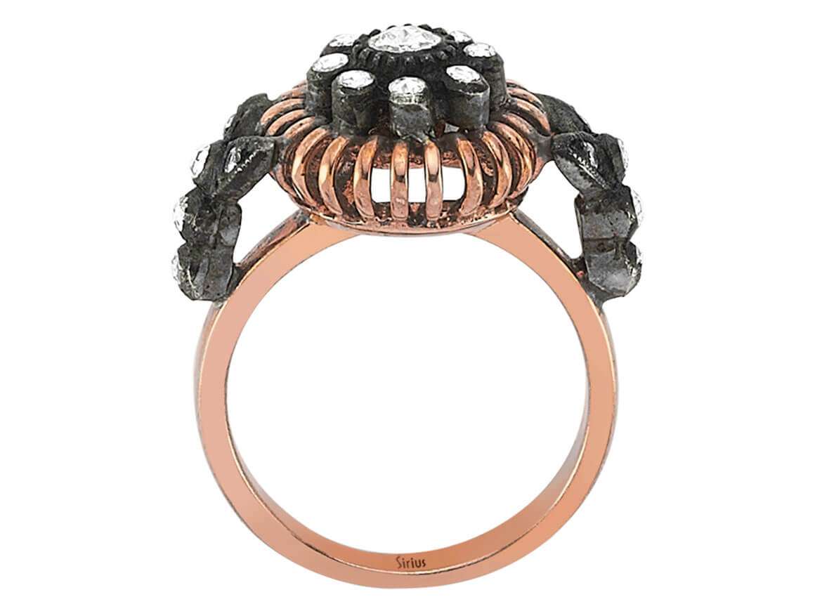 Design rose-cut diamond ring in 8 carat red gold