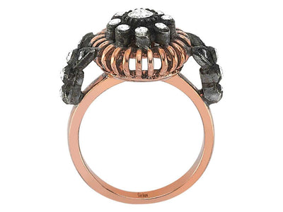 Design rose-cut diamond ring in 8 carat red gold