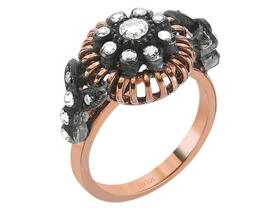 Design rose-cut diamond ring in 8 carat red gold