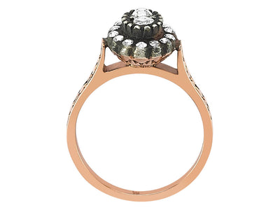 Rose-cut diamond ring in 8-carat red gold