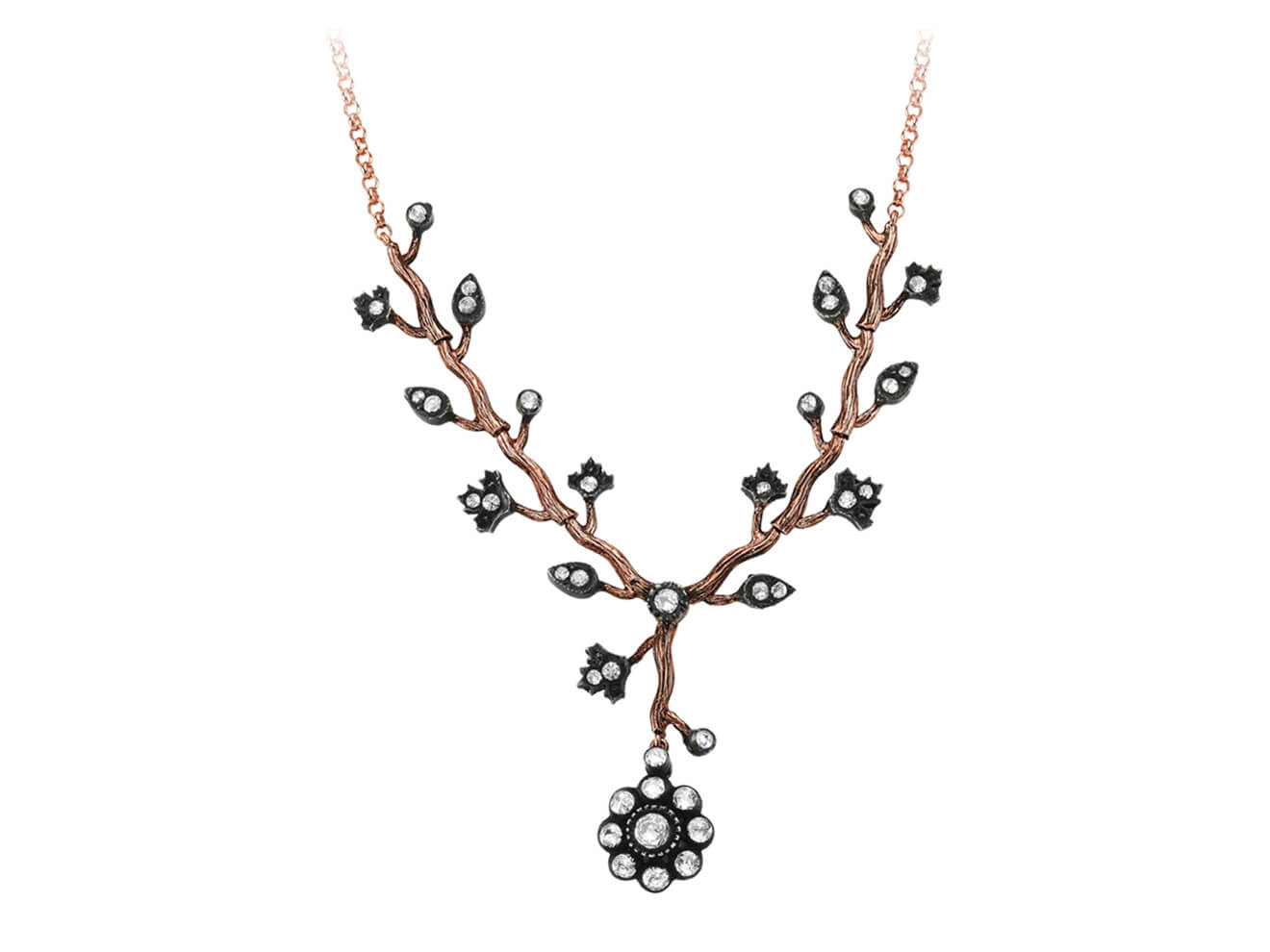 Diamant-Olivenzweig-Halskette - handgefertigter Diamantschmuck aus Feingold | Sirius Diamant