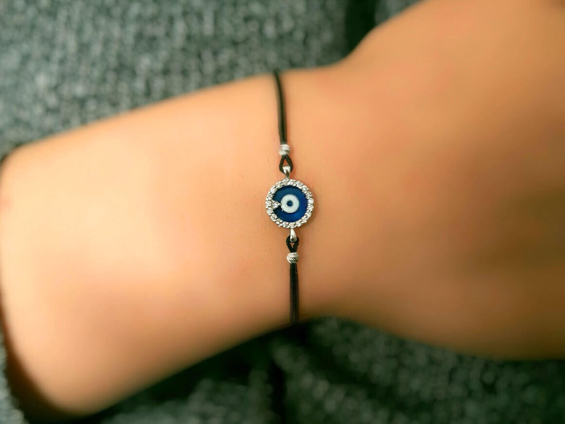 Diamond enameled Blue Eye bracelet
