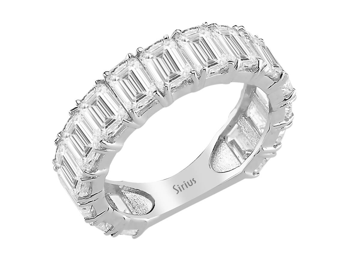 Smaragd-Schliff Weißtopas Memoryring - handgefertigter Diamantschmuck aus Feingold | Sirius Diamant